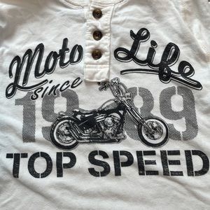 Place Moto Life Top Speed Motorcycle long sleeve cotton Shirt boys size 5 6 S